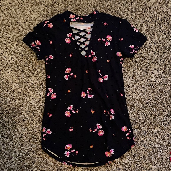 Floral, Pink and White Blouse, Slim Fit - Picture 1 of 2